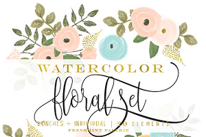 watercolor floral clipart set