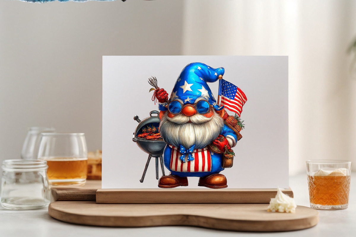 Watercolor 4th Of July Gnomes Clipar, an Illustration by SVGArt (Photo 6 of 9)