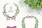 Watercolor Leaves and branches, a Decorative Illustration by Moonflora (Thumbnail 3 of 6)