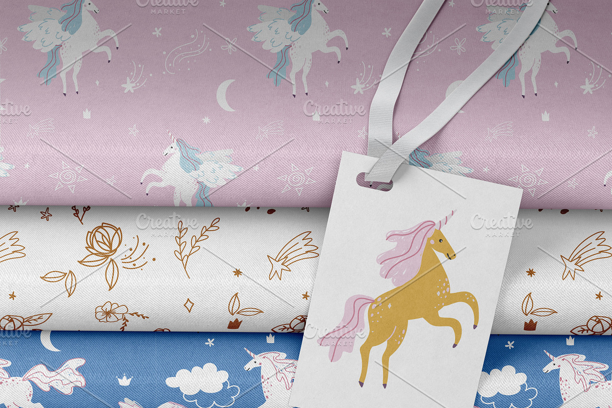 Unicorn pattern + BONUS 98 elements, a Pattern Graphic by Lineli (Photo 9 of 11)