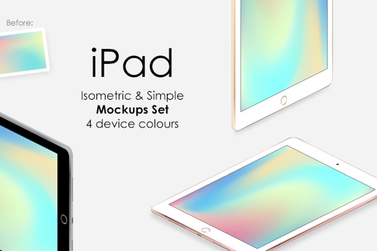 iPad Isometric & Simple Mockups Set, an iPad Mockup by tamiq (Photo 1 of 7)