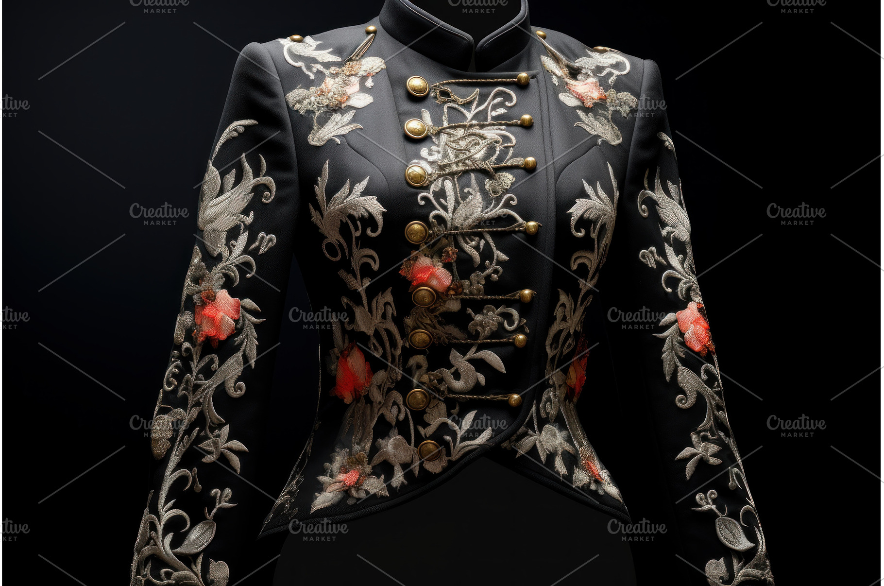 Elegant black jacket with embroidery, a Beauty & Fashion Photo by Ylivdesign