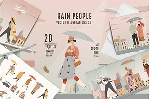 Rain people, vector illustrations