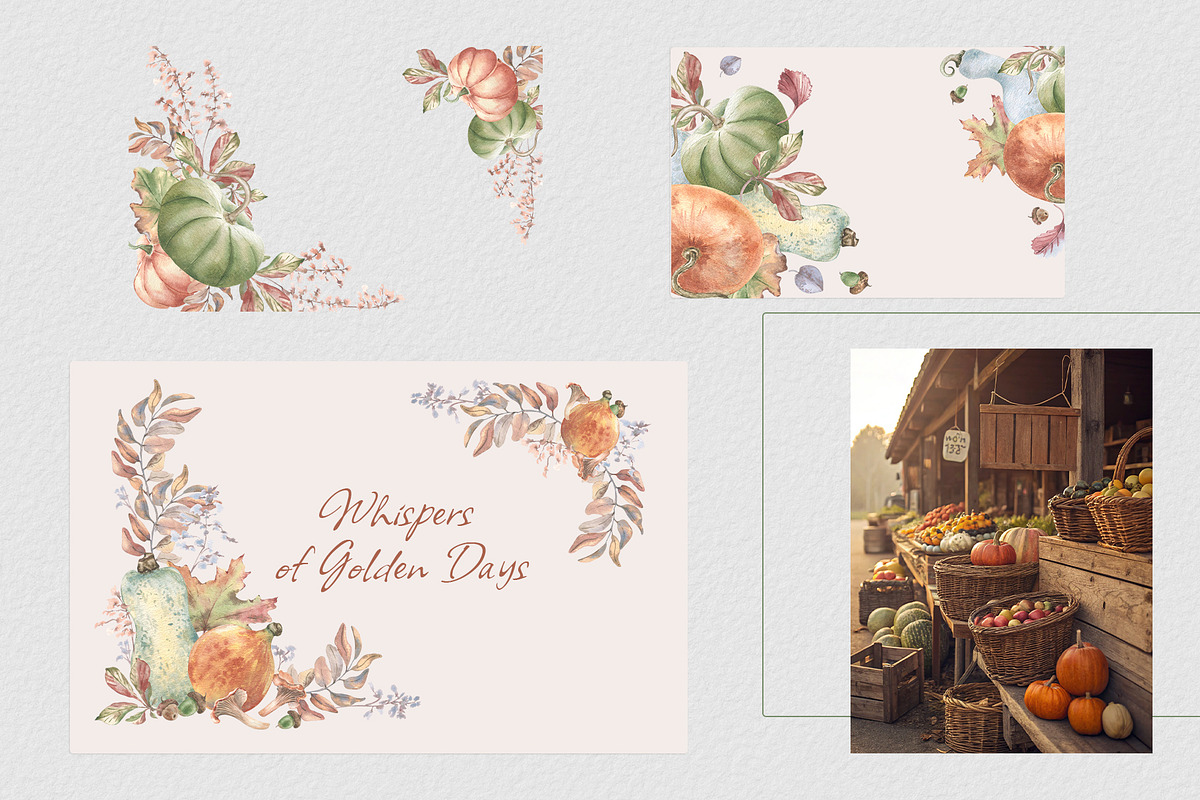 Pumpkin clipart. Autumn watercolor, an Illustration by Kate Lanbina (Photo 9 of 16)