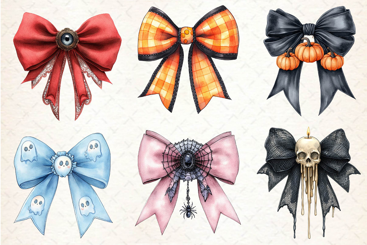 Halloween Coquette Bow Clipart, an Illustration by Dream Creation (Photo 2 of 7)