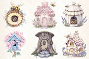 Watercolor Bee Home Clipart, an Illustration by DreamCafeArt (Thumbnail 4 of 9)