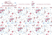 Christmas snowman watercolor clipart, a Seasonal Illustration by SabinaWatercolorArt (Thumbnail 16 of 17)