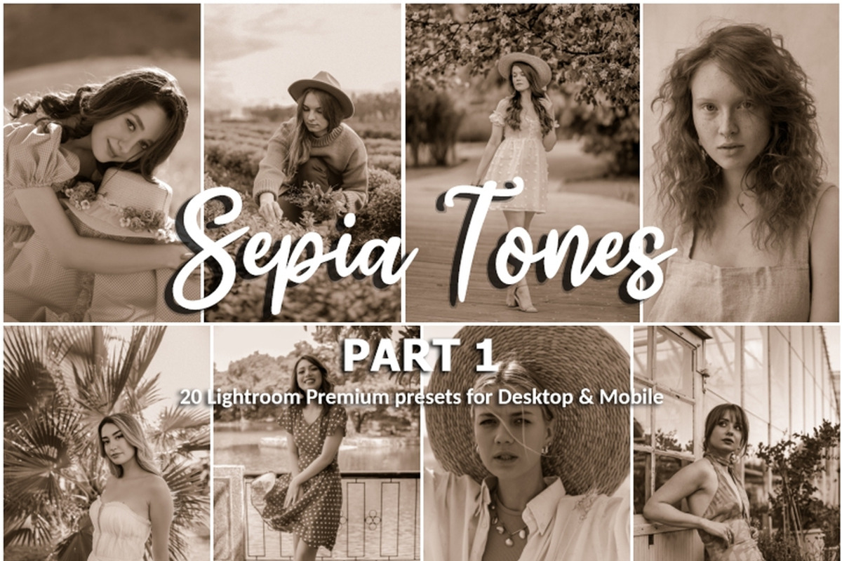 20 Lightroom Presets Sepia Tones p1, a Preset Add-On by PerfectStudioPresets (Photo 1 of 10)