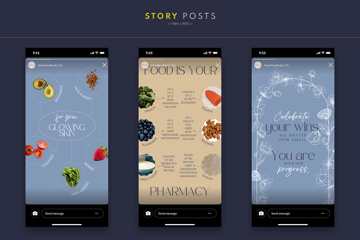 Wellness IG Canva Pack: 90+ Posts, a Social Media Template by Glow Muse Studio (Photo 4 of 9)