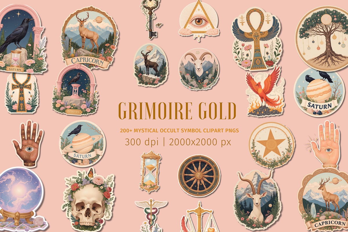 Grimoire Gold Occult Clipart Set, an Object Graphic by Jakayla Digital Co (Photo 7 of 14)
