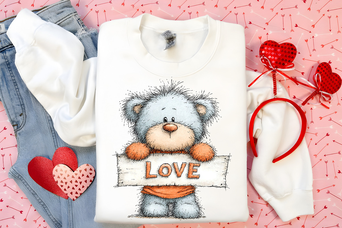 Whimsical Cute Valentines Teddy Bear, an Illustration by Canvas Craft (Photo 4 of 6)