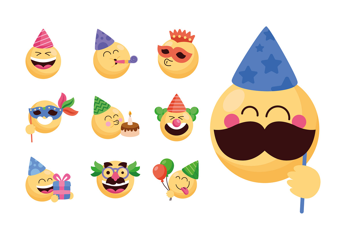 Birthday Emoji Illustration Set