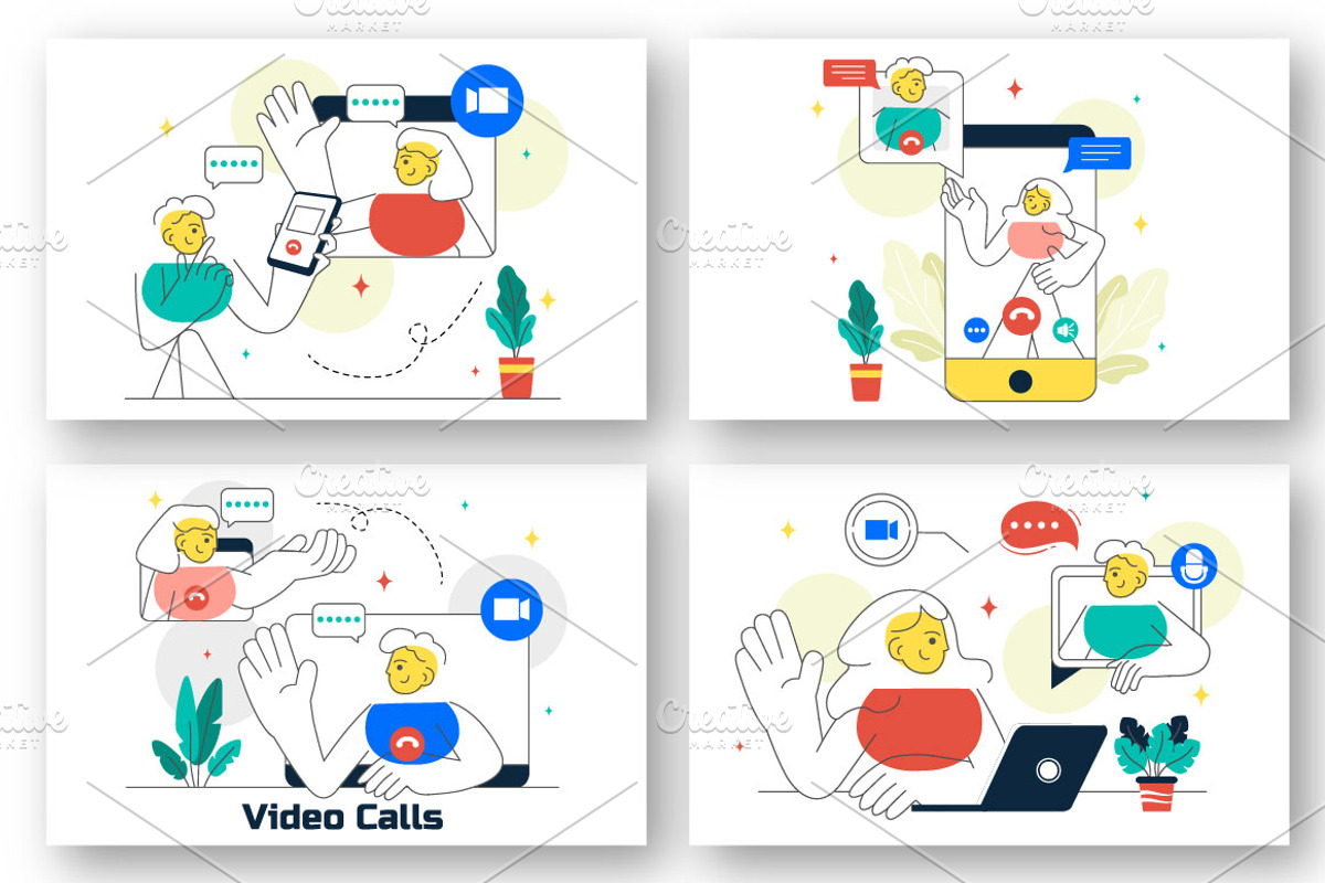 10 Video Call Illustration, a Person Illustration by denayunebgt (Photo 2 of 4)