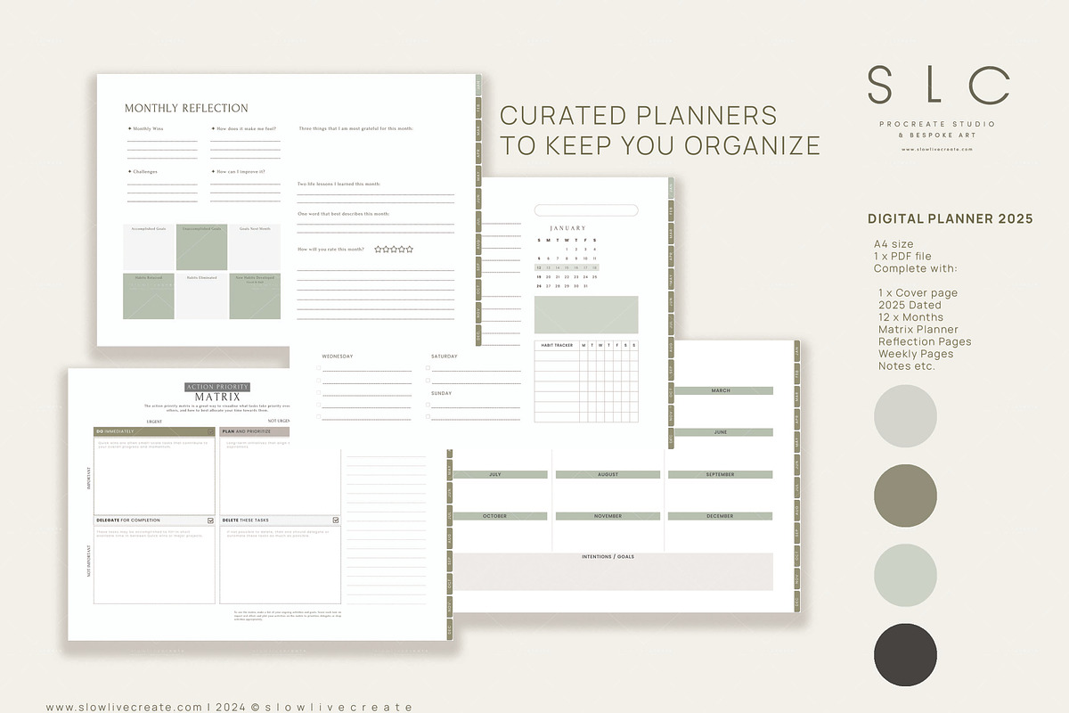 NEW Minimalist 2025 Digital Planner, a Templates & Theme by slowlivecreate (Photo 3 of 4)