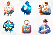 New Dad Fathers Day Watercolor Png, an Illustration by RobertsArt (Thumbnail 7 of 8)