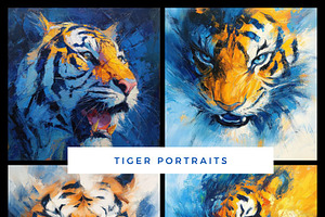 Majestic Tiger Art Set, an Animal Illustration by pictures for you
