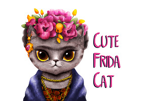 Cute Frida Cat character