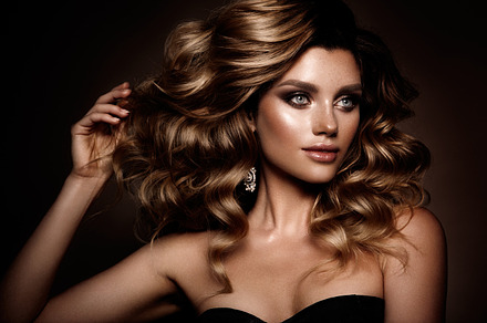 Beautiful young brunette with makeup stock photo containing background and, a Beauty & Fashion Photo by korabkova