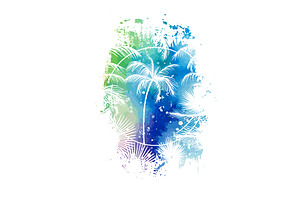 Abstract watercolor palm tree in a, an Illustration by Nenahliadava Design