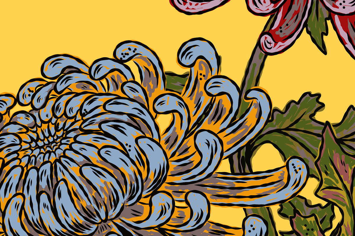 Chrysanthemum Floral Folk Motif, a Pattern Graphic by NayaChu (Photo 9 of 9)