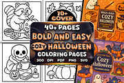 Bold Easy Cozy Halloween Coloring, a Seasonal Illustration by Craftsbeefy (Thumbnail 1 of 4)