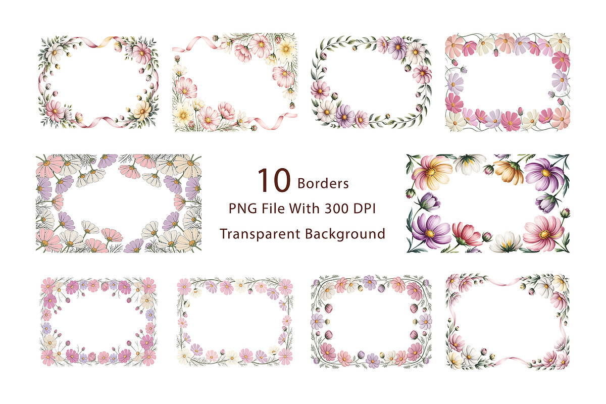 Cosmos Watercolor Floral Clipart, a Decorative Illustration by ForhadGFX (Photo 9 of 15)