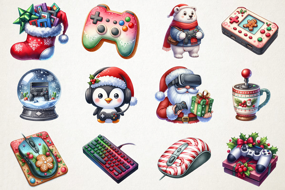 Christmas Gamer Clipart, an Illustration by RobertsArt (Photo 6 of 7)