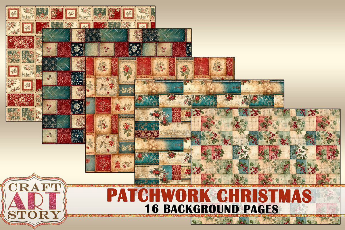 Vintage Collage Patchwork Christmas, a Seasonal Illustration by CraftArtStory (Photo 3 of 4)