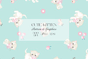 Cute Kitten Seamless Pattern, a Pattern Graphic by StudioGlouna (Thumbnail 1 of 5)