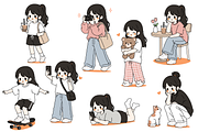 Girl Daily Activities Set Cartoon 2, a Person Illustration by Artpon Illustration (Thumbnail 1 of 3)