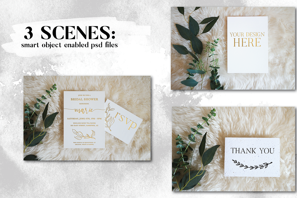 Letterpress Cards - Styled Mockups, a Print Template by Wooly Pronto (Photo 2 of 6)