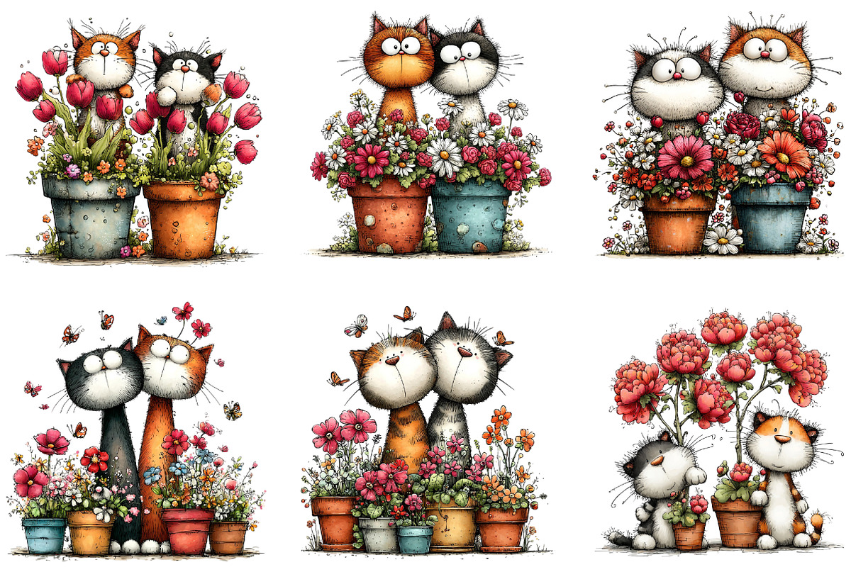 Spring Flower Pot Nursery Cat Clipar, an Illustration by CraftArtStudio (Photo 6 of 6)
