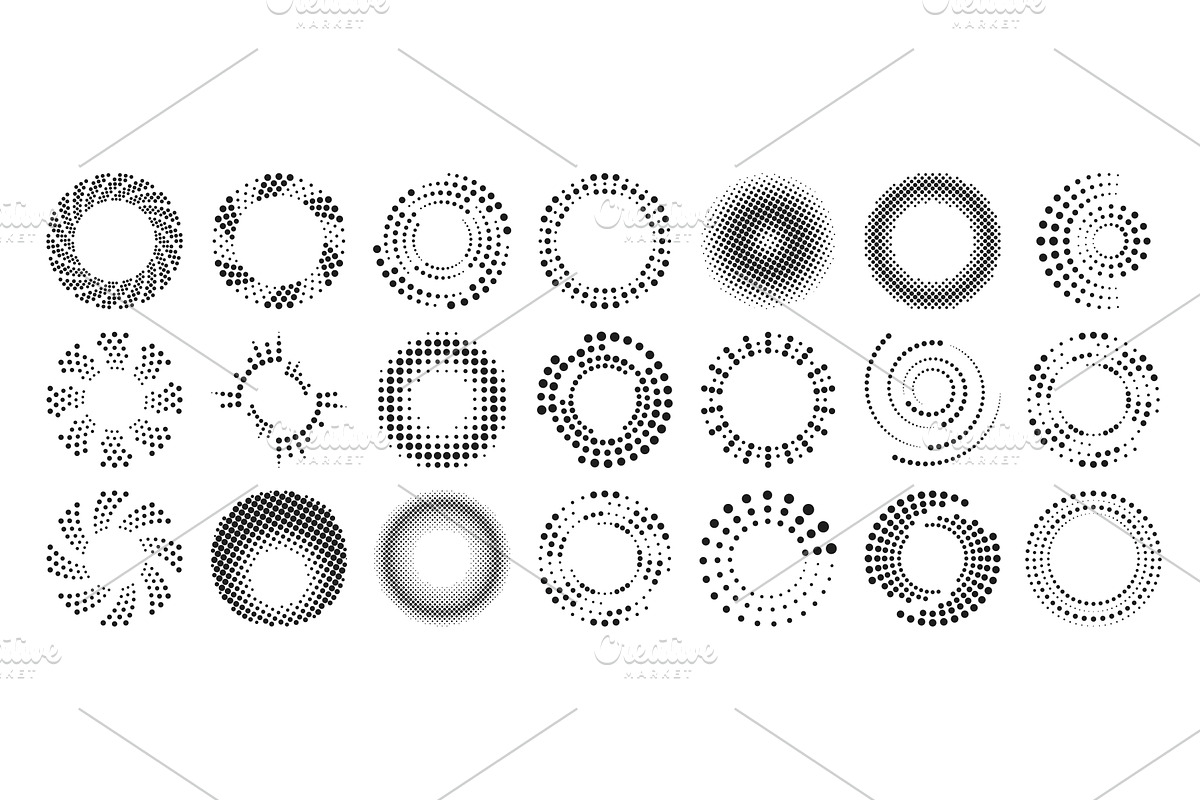 Dot radial ripple halftone patterns, an Illustration by art PVP - market