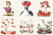 Watercolor Strawberry Goose Clipart, an Illustration by OK Design (Thumbnail 5 of 5)