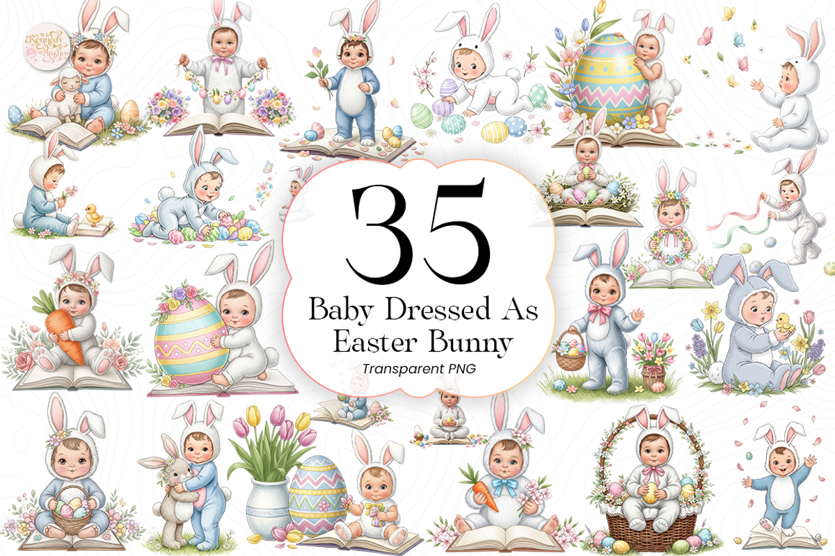 Baby Easter Bunny PNG Clipart Cute., a Person Illustration by KennedyStudio (Photo 1 of 5)