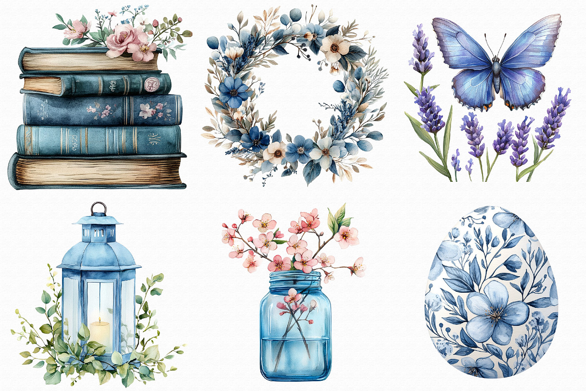 Dusty Blue Spring Clipart, an Illustration by Libby Wishes (Photo 2 of 9)