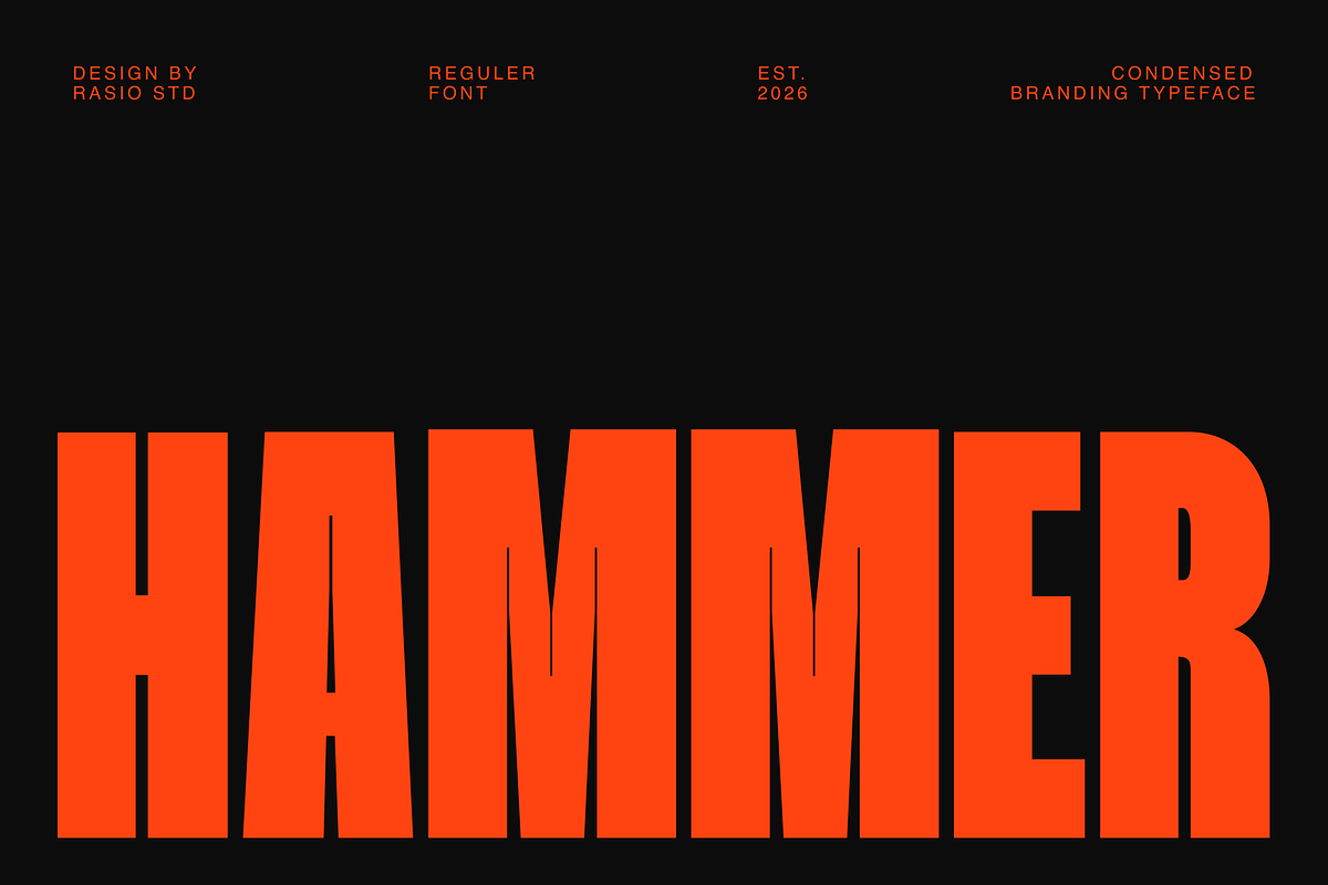 Hammer Condensed Typeface Font, a Sans Serif Font by Rasio Studio (Photo 1 of 9)