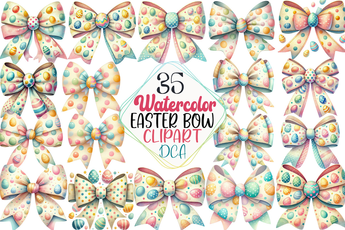 Easter Eggs Coquette Bow Clipart, an Illustration by DreamCafeArt (Photo 1 of 5)
