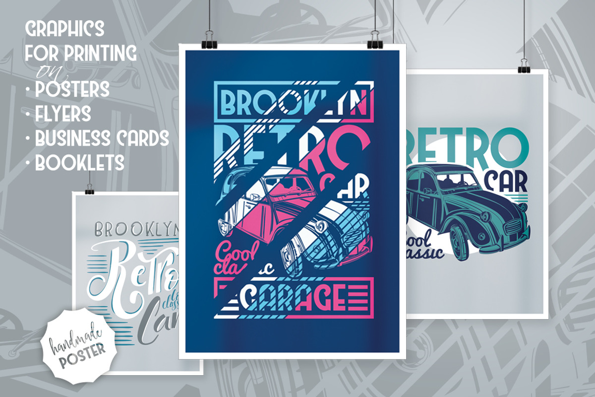 Vintage Car prints tshirt, a Sport Illustration by ArtemKovalenco (Photo 3 of 4)