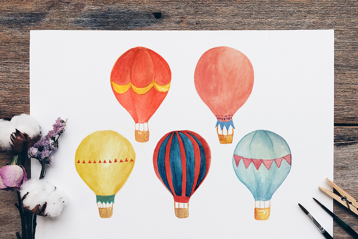 Hot Air Balloon Wall Art Bundle, an Illustration by artemyst (Photo 3 of 6)