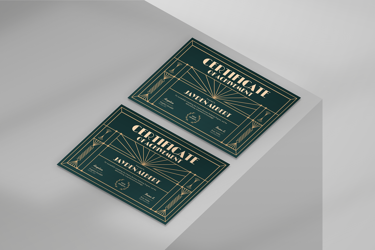 Gold Artdeco Design Certificate, a Flyer Template by Annora Studio (Photo 4 of 6)