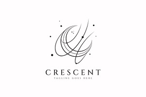 Crescent Moon Logo Abstract Line Art, a Branding & Logo Template by Signatoro