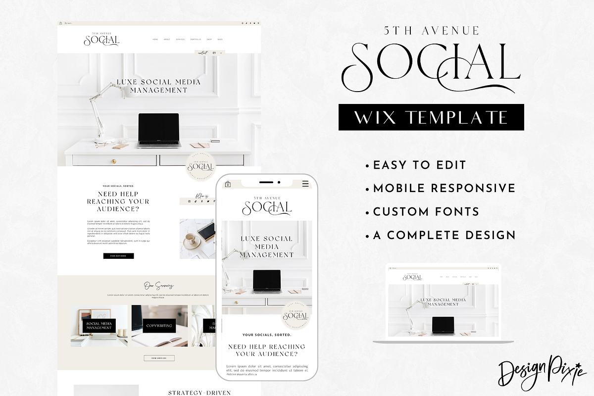 Wix Website - 5th Avenue Social, a Wix Template by Design Pixie (Photo 2 of 7)