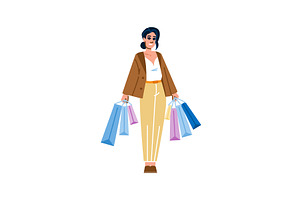 Happy shopper carrying colorful, an Object Illustration by pikepicture