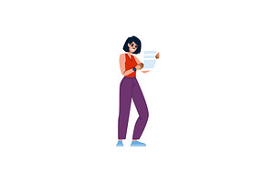 Young woman reading documents and, a Finance Illustration by pikepicture