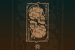 The Angel and Demon Skull Distressed
