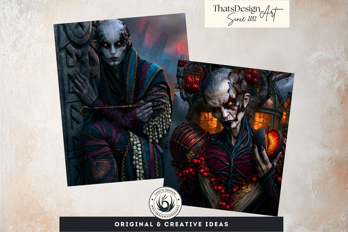 Harvest Ritual Horror Digital Paper, a Seasonal Illustration by ThatsDesignArt (Photo 10 of 15)