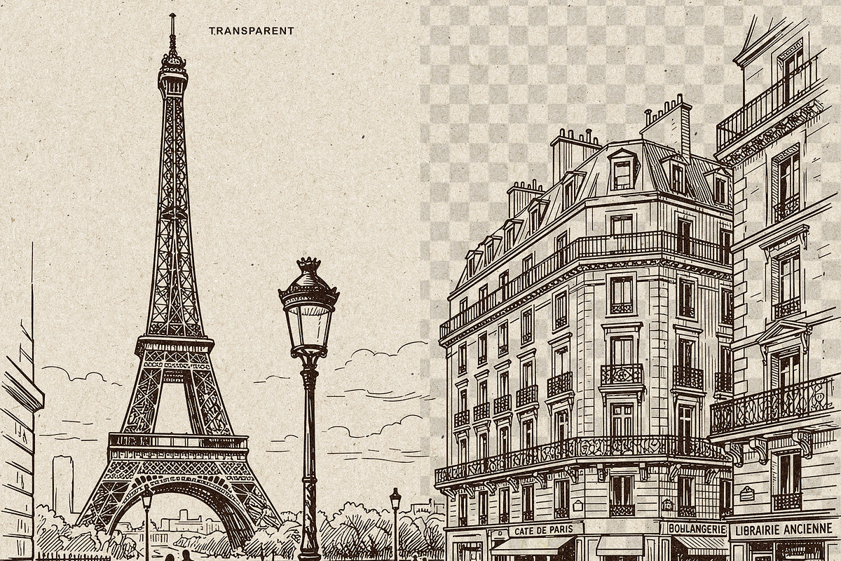 Parisian Streets Urban Sketch, a Background Graphic by Alara Studio (Photo 3 of 9)