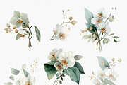 White Orchid Watercolor Clipart, a Decorative Illustration by ThaismotaCreativeCo (Thumbnail 4 of 12)
