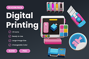 Digital Printing 3D Icon Pack, an Object 3D Model by Bartama Graphic (Thumbnail 1 of 2)